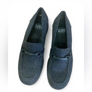 Nine West Black Wool Loafers Size 8.5M Classic Slip On